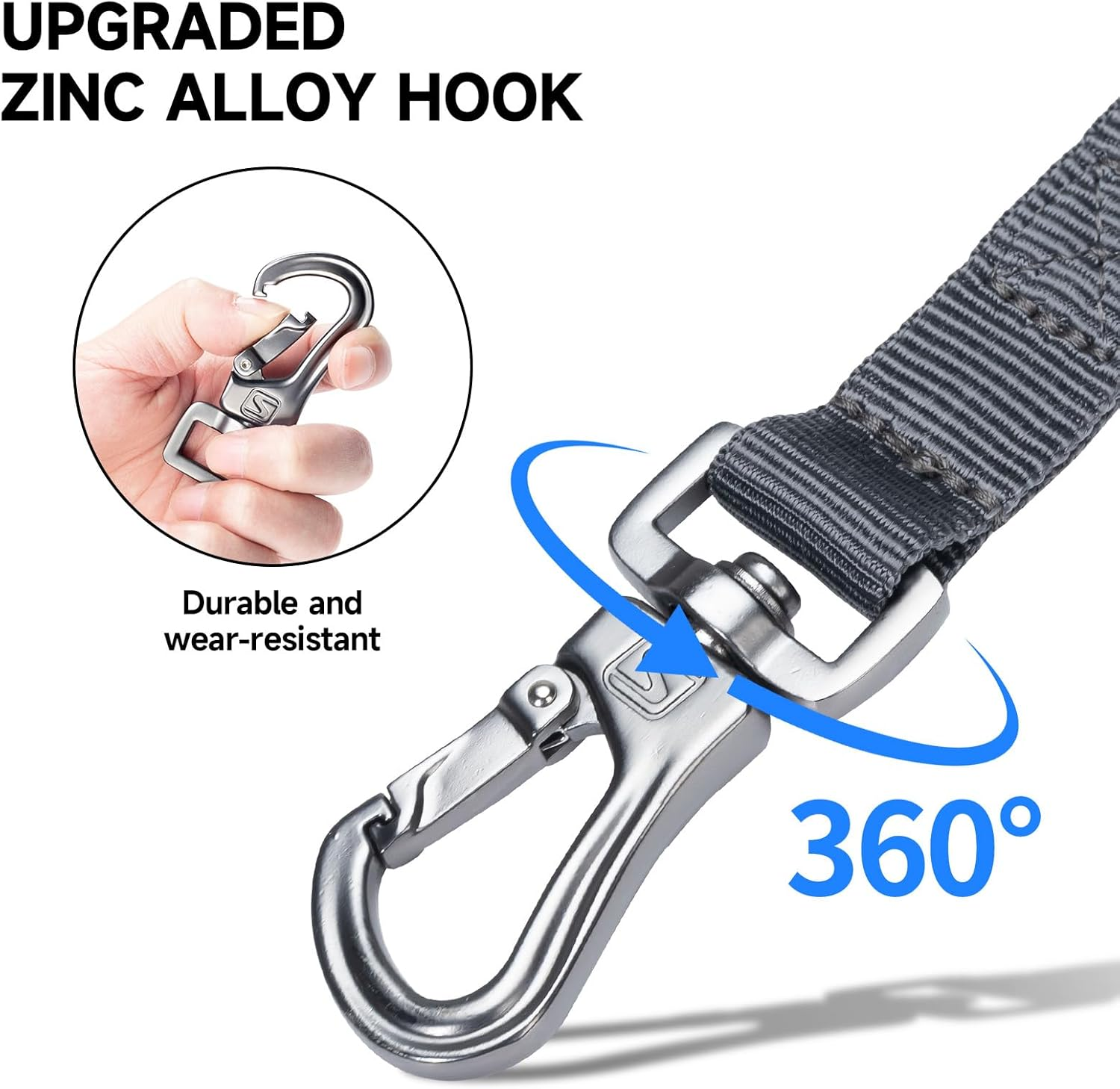 EXCELLENT ELITE SPANKER Tactical Bungee Dog Leash Military Dog Leash Adjustable Tactical Leash Elastic Leads Rope with 2 Control Handle (Grey)