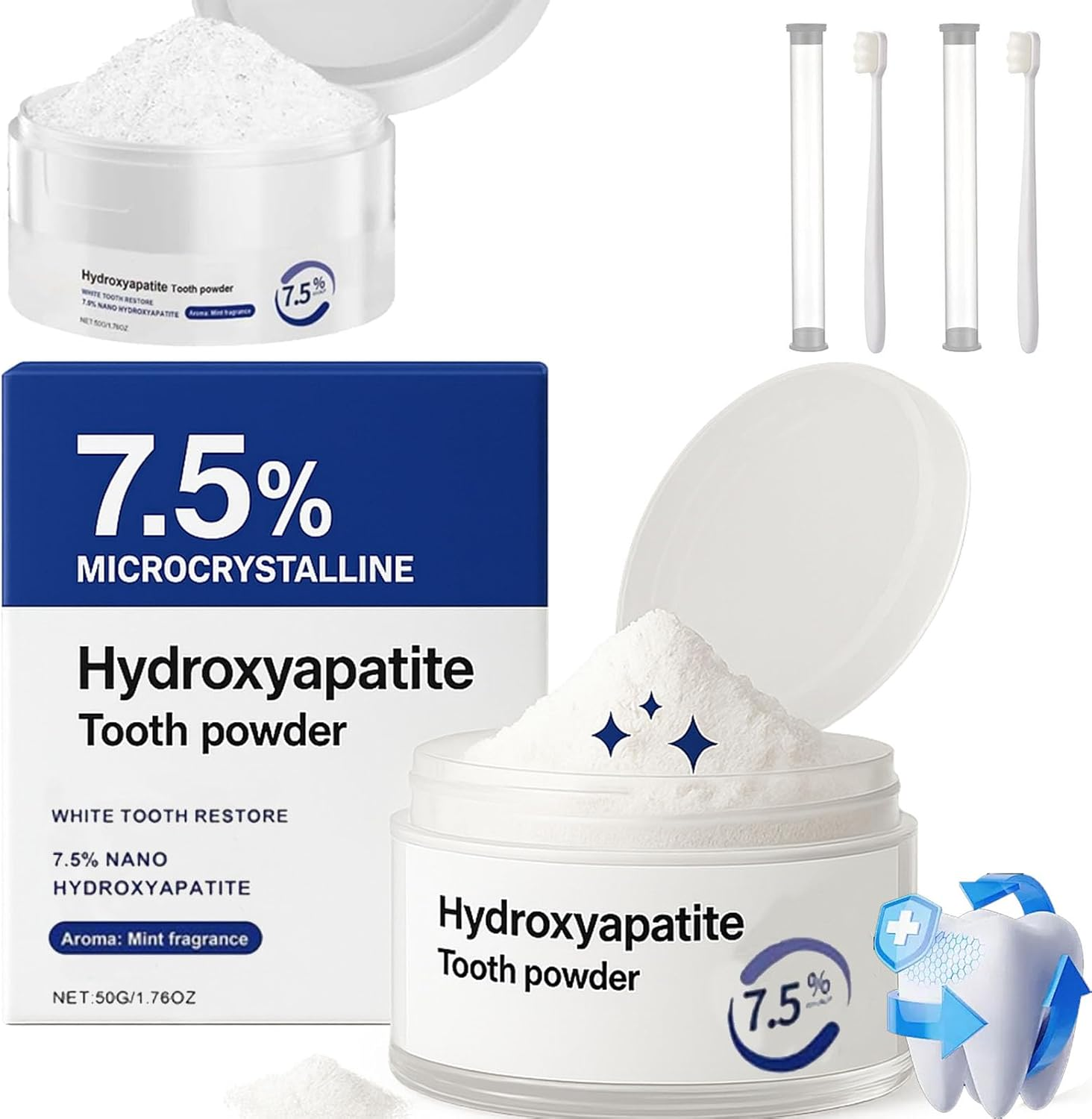 Microcrystalline Hydroxyapatite Powder, Hydroxyapatite Tooth Powder &ndash; Ultra-Fine Mhap for Enamel Care & Fresh Breath, Mouthwash & Tabs (2)