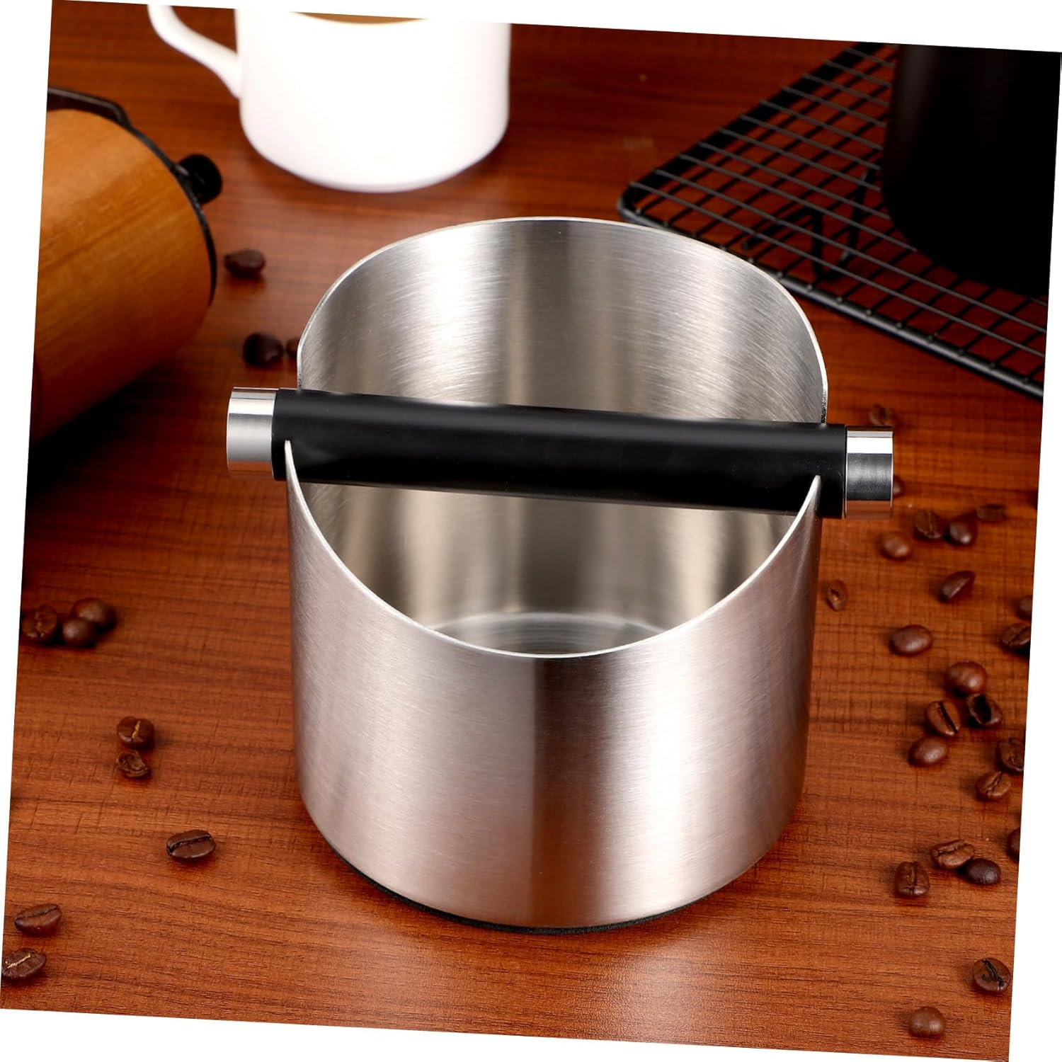 HOODANCOS Stainless Steel Espresso Dump Bin Coffee Knock Holder with Deep Bowl Large Capacity Coffee Grounds Storage Container for Home Bar Cafe Kitchen image number 3
