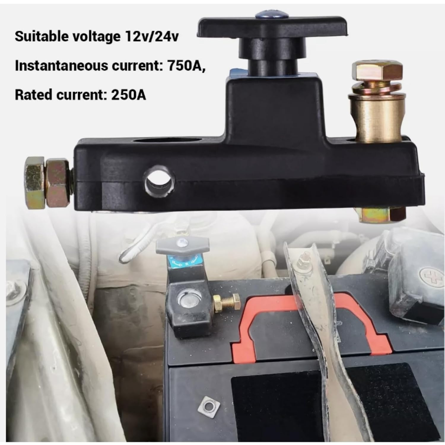 MTJNYZA 12V 24V Heavy Duty Car Battery Isolator Switches,Disconnect Isolator Cut off S-Witches,Universals Battery Terminal Anti-Leakage Switches for Car Truck Boat image number 6