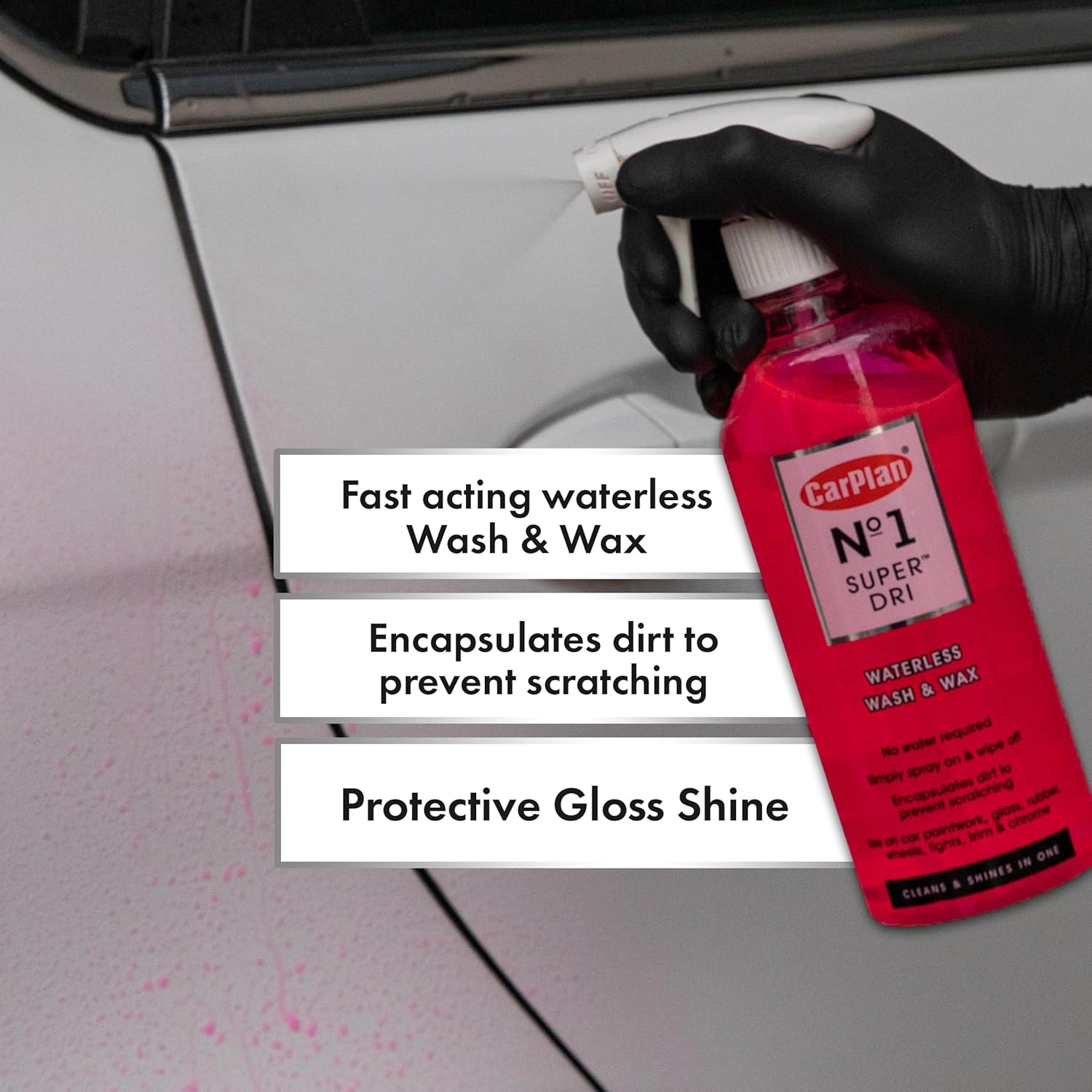 Carplan No.1 Super Dri Spray Waterless Wash and Wax Fast and Easy Car Wax 600 Ml image number 6