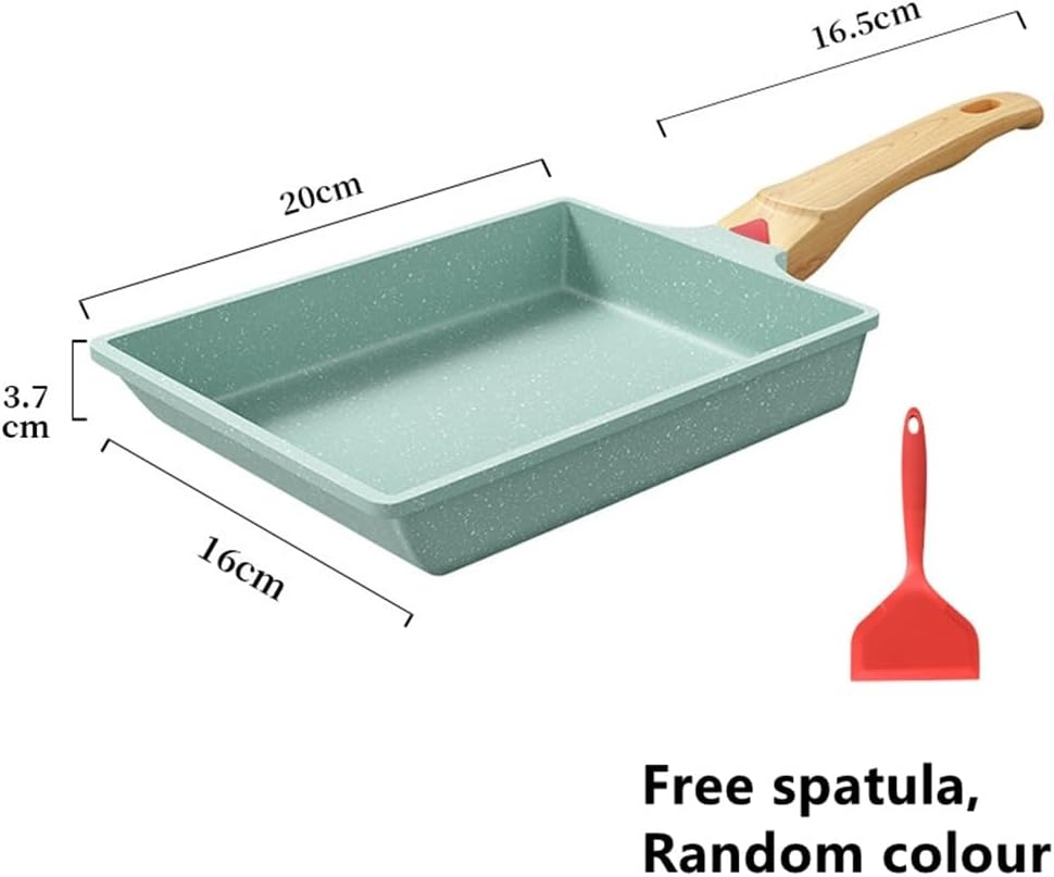 Japanese Omelette Pan, Nonstick Tamagoyaki Egg Pan-Rectangle Tamago Pan, Omelet Pan Small Frying Pan with Spatula & Whisk-Pfos & PFOA Free(Green) image number 3