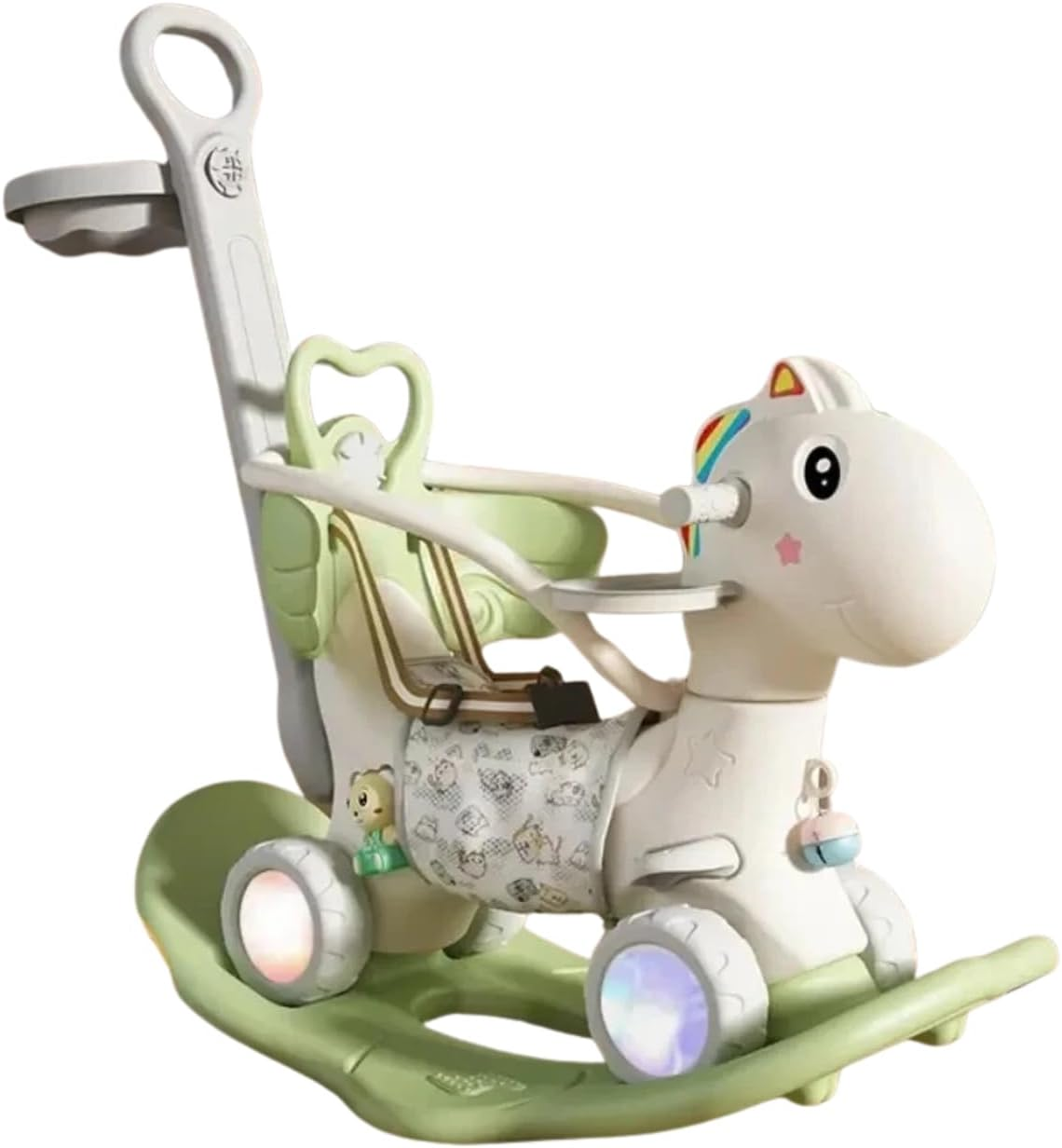 5 in 1 Rocking Horse for Toddlers 1-3 Years, Baby Rocking Horse W/Detachable Balance Board/Bike, Push Walker, Basketball Hoop Supports up to 50 Kgs Bpa/Lead Free HDPE Kids Ride on Toy W/Sound (Pink)