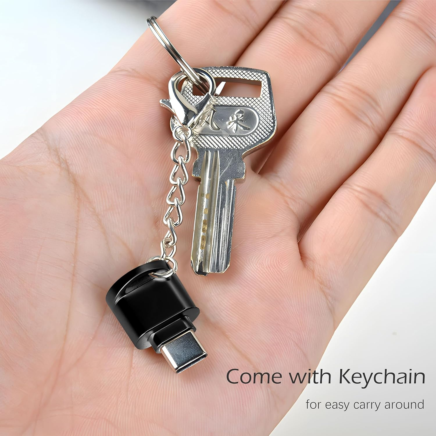 Wansurs USB-C Micro SD Card Reader for Android, Micro SD Card to Type-C Adapter, USB C Card Reader for Camera Memory Card with Keychain, Card Reader for PC Android Phone (Black) - Black,Blue image number 1