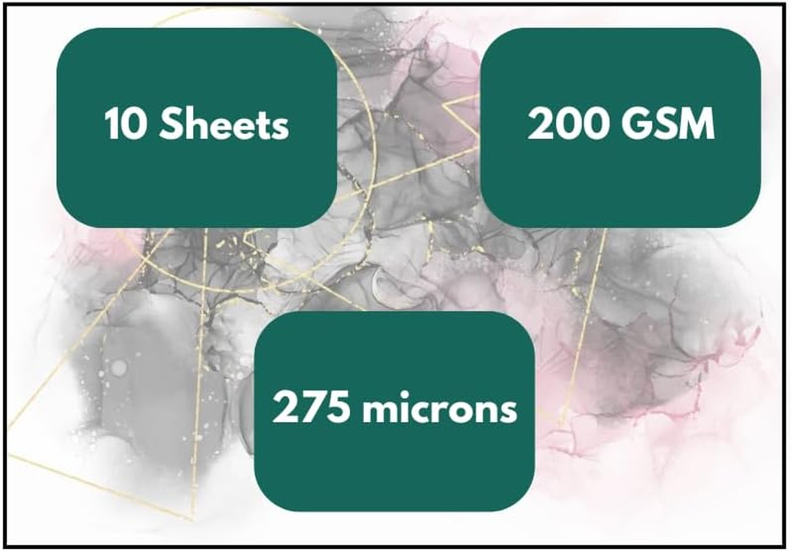 NARA&reg; Paper for Alcohol Ink Art Painting | Watercolor Paper | 12 Inches X 12 Inches (12&rdquo;X12&rdquo;) | 330 Microns/250 GSM | Medium+ Paper | 10 Sheets | 100% Stain-Free image number 1