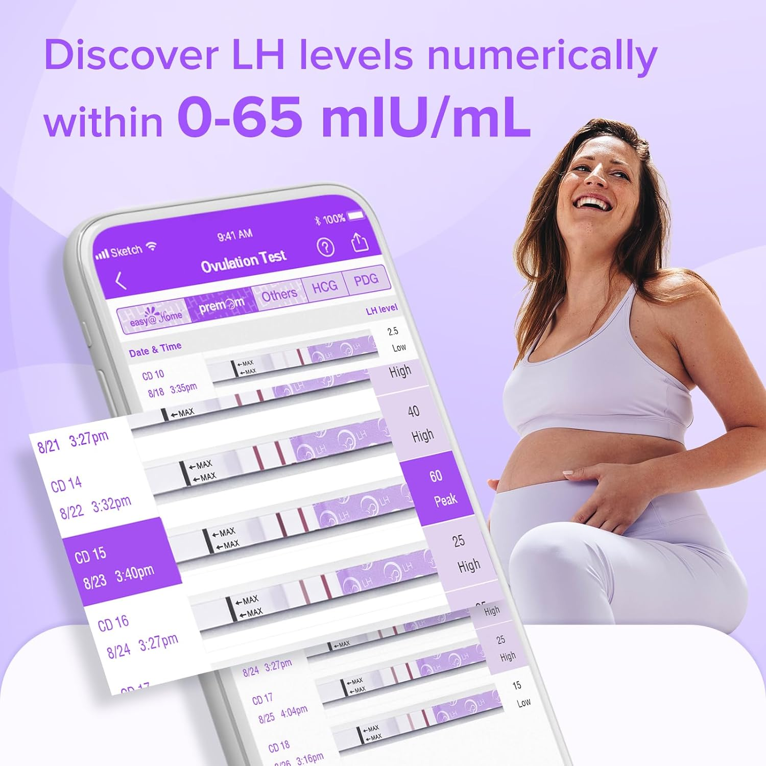 Premom Quantitative Ovulation Test Dip Card, Ovulation Predictor Kit with Digital Ovulation Reader APP, Numerical Ovulation Tests, 20 LH Tests image number 6