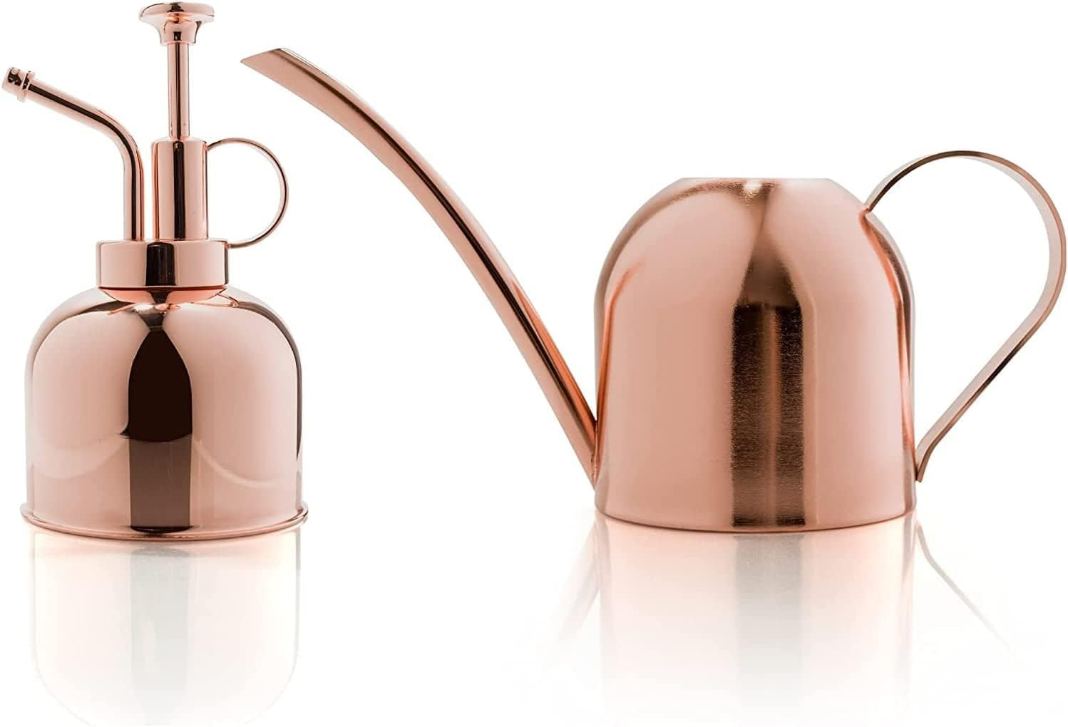 Indoor Watering Can Set - Bonus Mister Spray and Houseplants Book - 16 Oz Gold Long Spout Watering Can Set for Indoor Plants - Small Vintage Watering Can for Outdoor Plants - Modern Watering Can