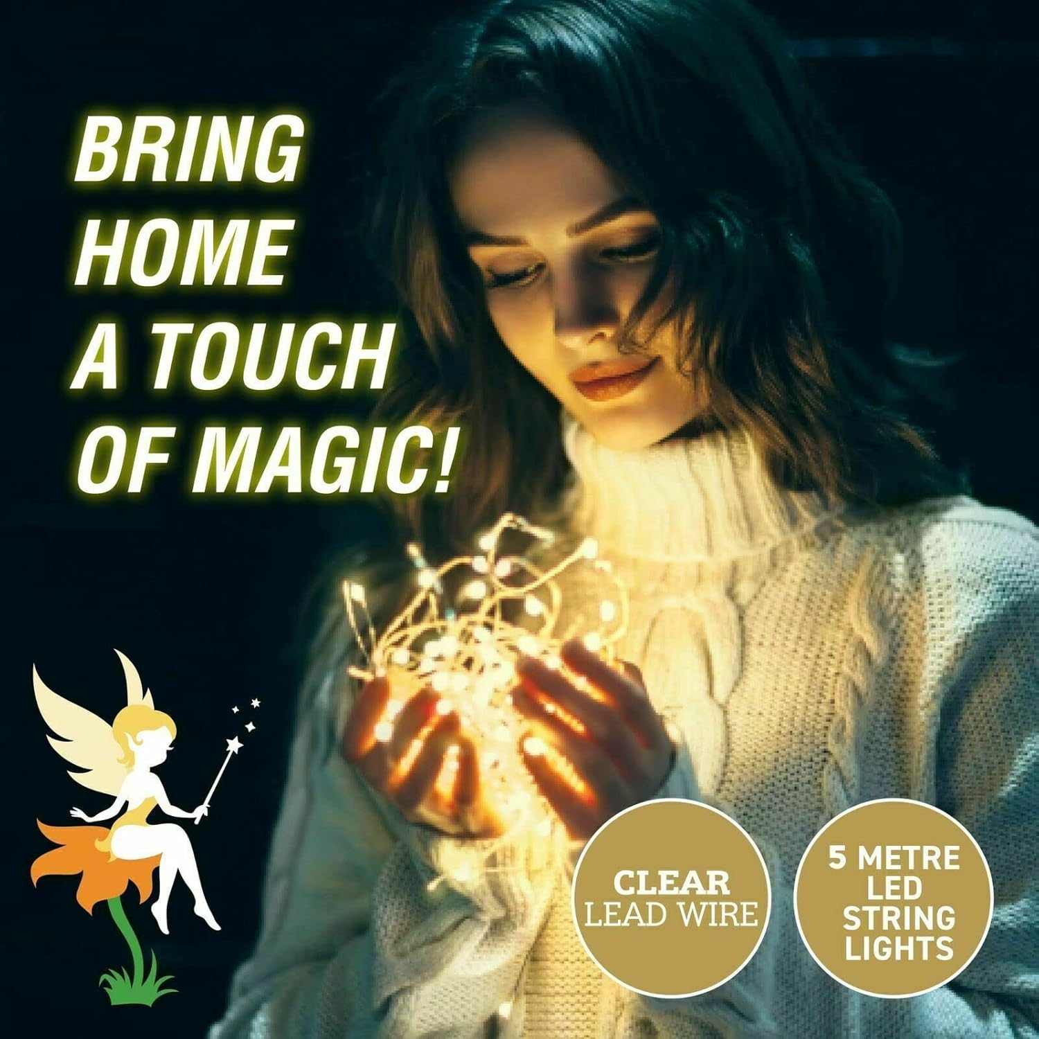 Home Master&reg; 1/2/3PK LED Fairy Lights Cool White/Warm White Ambience Clear Lead Wire String (Warm White, 5) image number 3