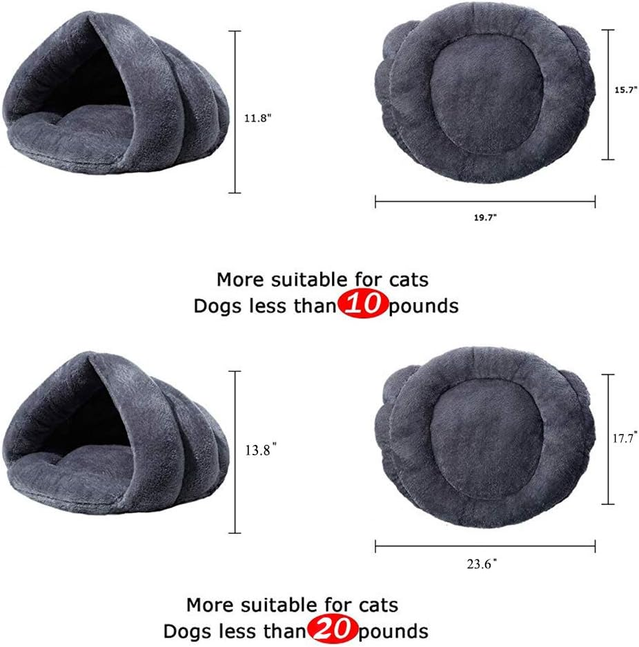 Beskie Pet Tent Cave Bed for Small Medium Cats Dogs Pets Sleeping Bag Thick Fleece Warm Slipper Dog Bed Cuddler Burrow House Hole Igloo Nest Cozy Triangle Bed for Cat Puppy image number 2