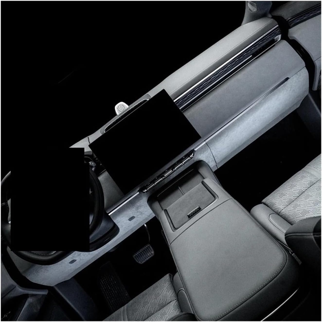 PLKGMLNO Central Control under Decorative Stickers Compatible for Zeekr 7X Alcantara(Gray) - Grey image number 3