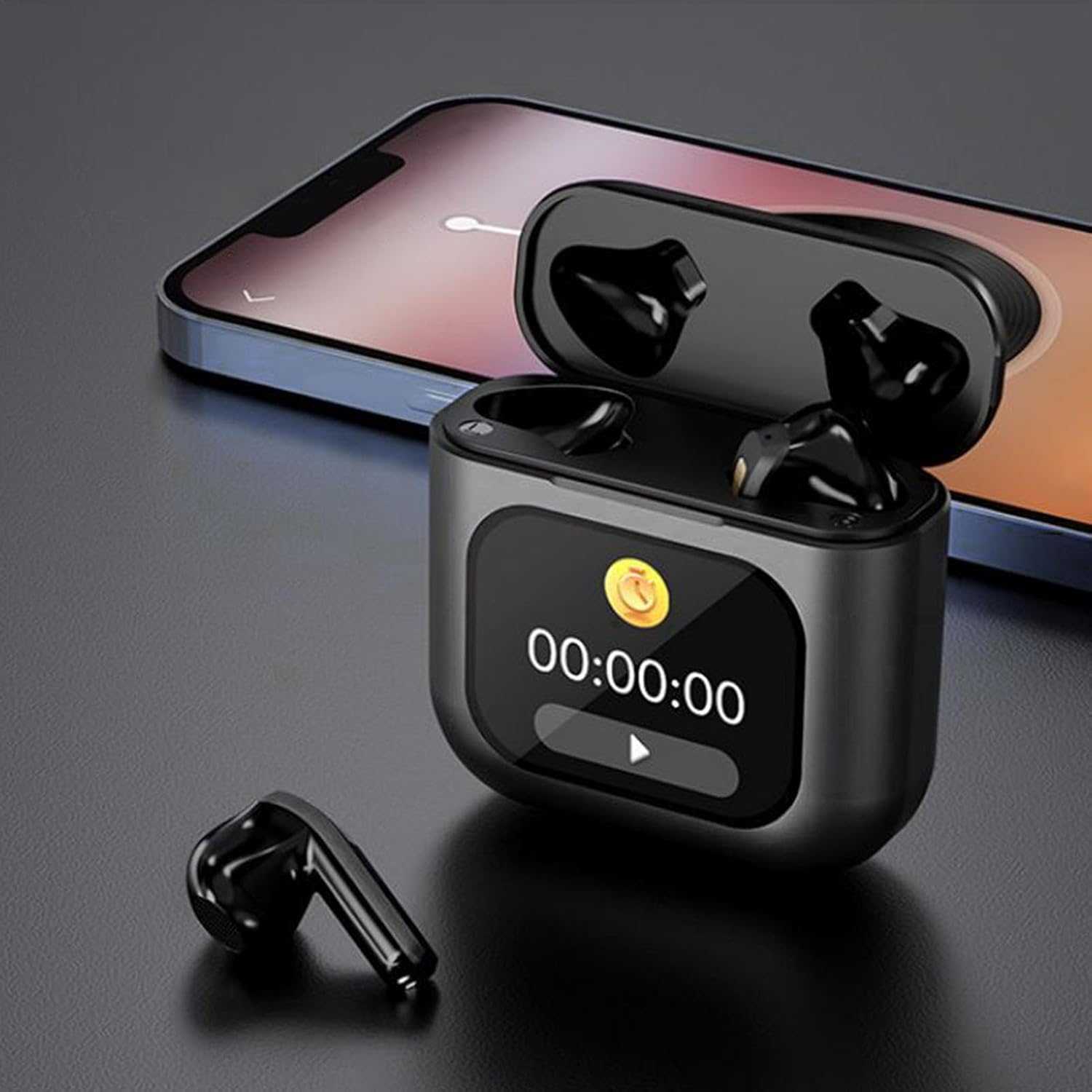 Denash Bluetooth Headphones, In-Ear Headphones, Wireless Earphones with Noise Cancelling and Charging Case, Hifi Stereo Earphones, Sports Headphones (Black)