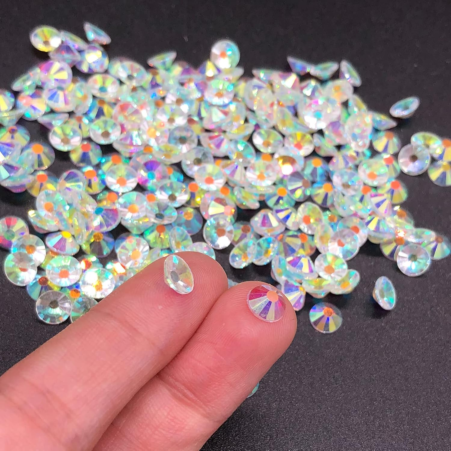 Towenm 2000 Pieces Glue Fix Flatback Rhinestones, SS10 2.8Mm Glass Flat Back Crystals Rhinestone for Craft Clothes Nail Face Art, Non Hotfix round Flatback Crystals Loose Gemstones (Transparent AB) image number 1