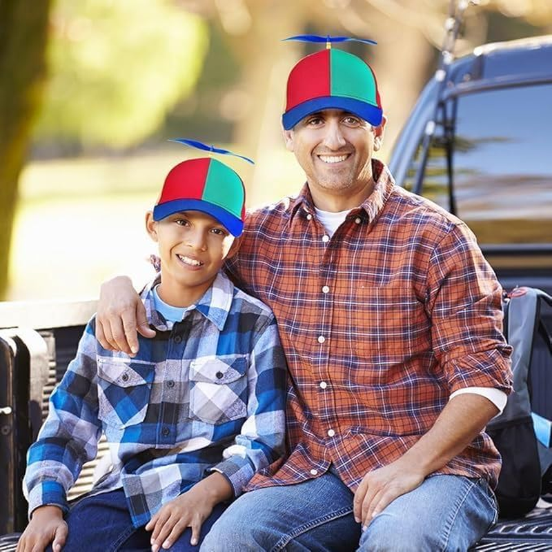 Propeller Hat, Adult Fun Fisherman Hat with Propeller, Colorful Patchwork Rainbow Baseball Cap, Summer Sun Protection Sun Hat Propeller Outdoor Hat, Suitable for Masquerade Gifts