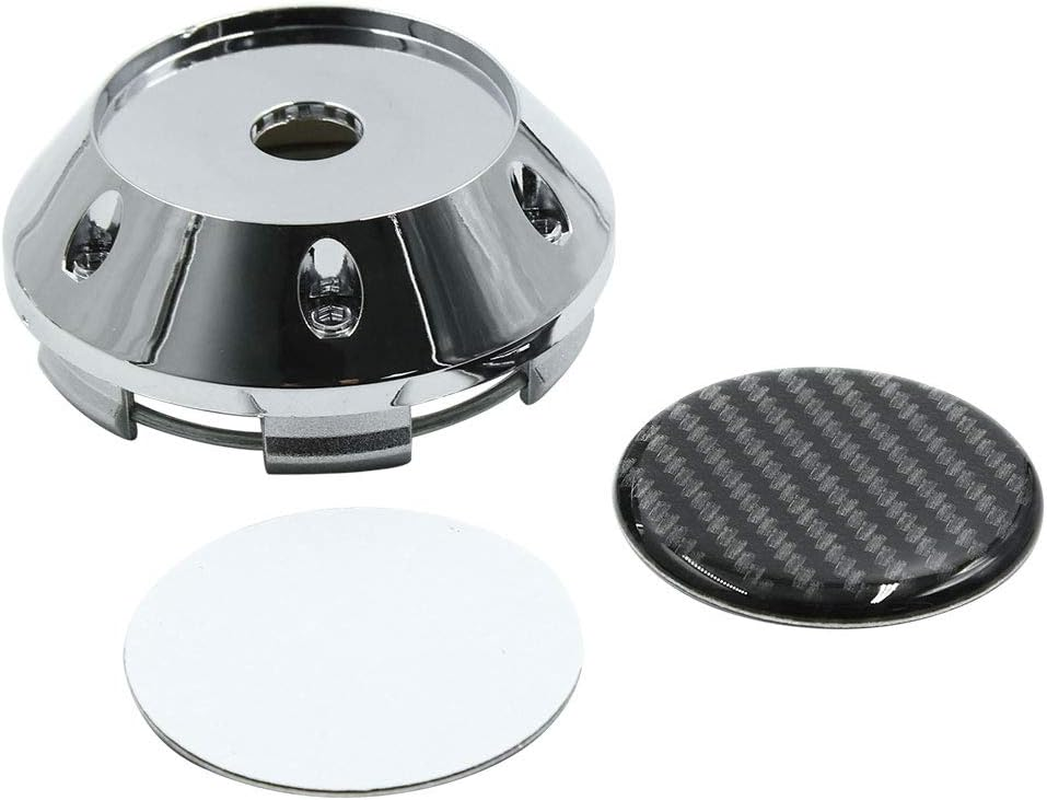 X AUTOHAUX 68Mm Car Wheel Tyre Center Hub Caps Cover W/Carbon Fiber Pattern Sticker 4Pcs
