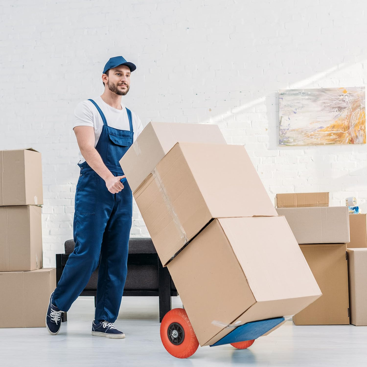 Relaxdays 2 X Sack Truck Wheels, 3.00-4 Inches, 260 X 85 Mm, Puncture-Proof Solid Rubber Tyres, 20 Mm Axle, up to 80 Kg, Red/Black