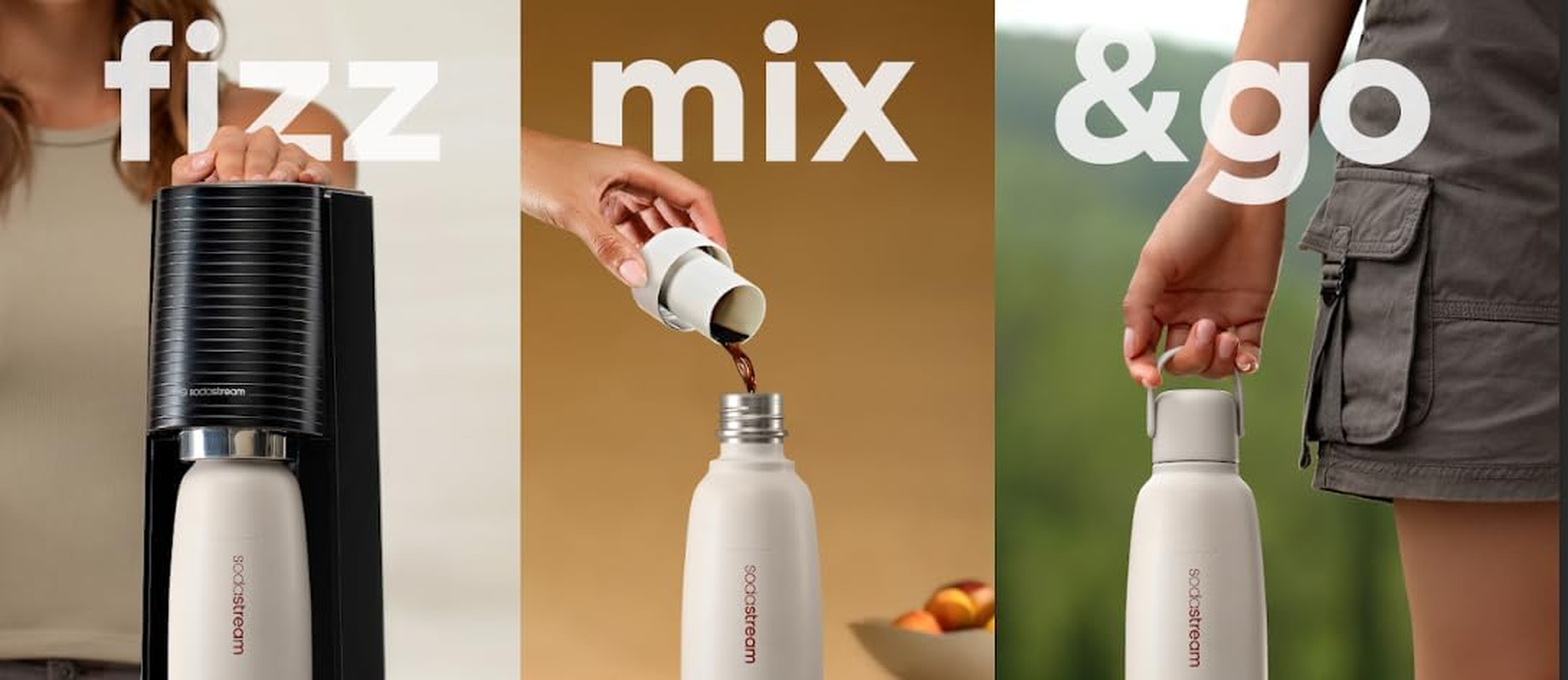 Sodastream - Fizz&Go Storm Double Walled Stainless Steel Bottle | Keeps Drinks Cold & Bubbly for 12 Hours | Compatible with Sodastream Quick Connect Machines | Easy-Carry Handle, 900ML