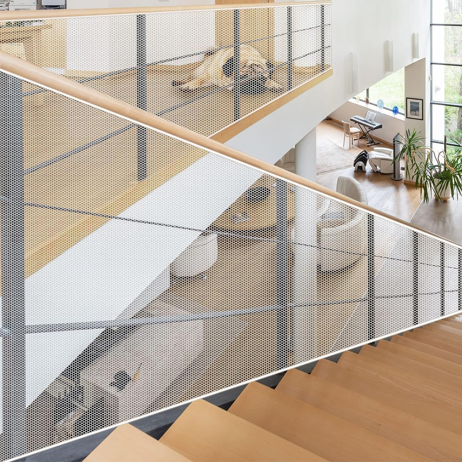 Ausgear 4.5M Child Safety Net - Durable Banister Guard for Stair Railing, Balcony and Stairway Protection - Baby Proofing Dog Gate - Brown, 78Cm X 4.5M image number 5