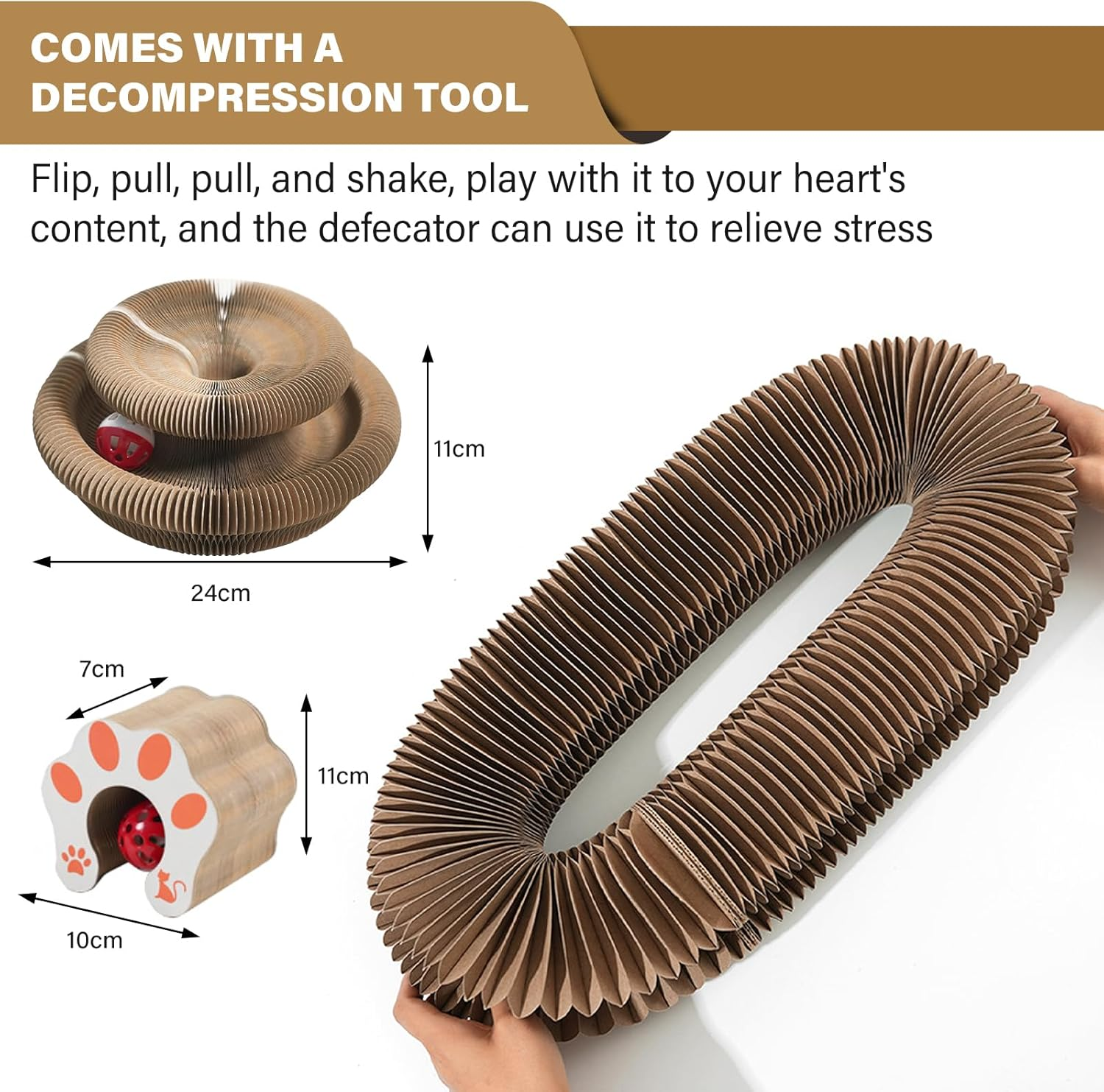 Vegena Cat Scratching Board - Pack of 2, Magic Organ Cat Scratching Board with Bell, Cat Toy round Bed, Scratching Toy for Cats image number 6