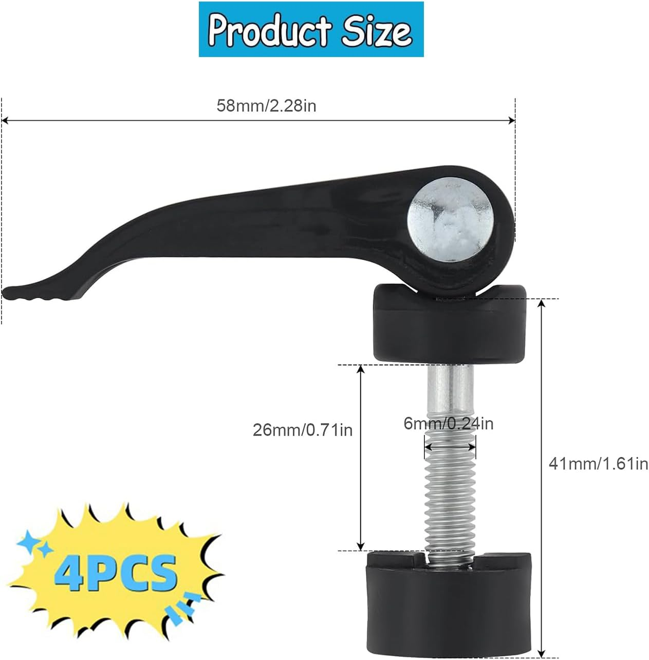 Yharnamite 4 Pcs Lawn Mower Handle Bolts, Lawnmower Fast Removal Screw Lawnmower Handle Quick Release Screw Suitable for Lawnmower and Push-Type Broach of Tile Cutter Repair Tool image number 5