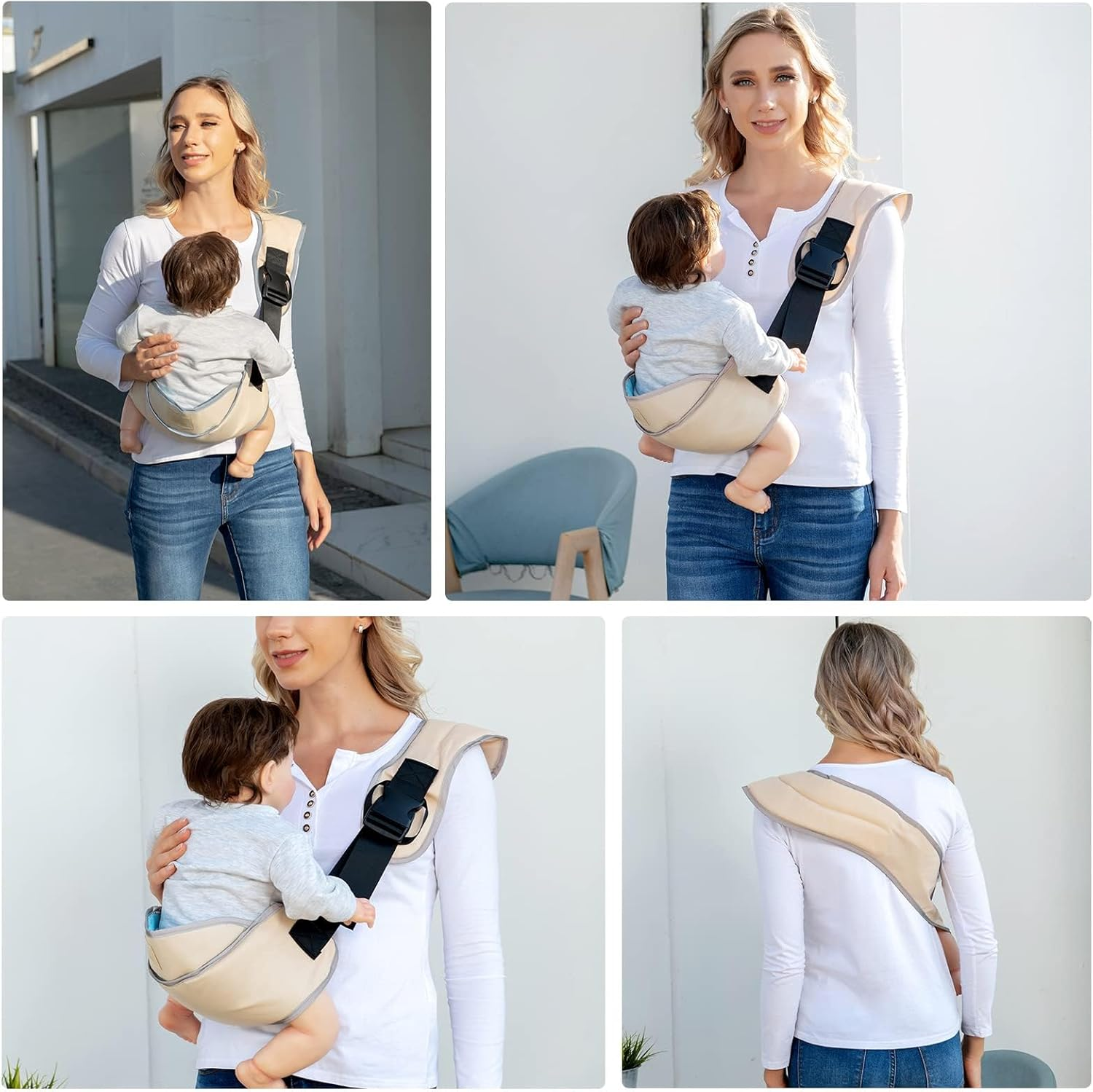Toddler Sling Carrier Lightweight Baby Carrier Sling Baby Hip Carrier with Hip Seat Carrier for Toddler, Baby Sling Carrier Toddler Carrier Slings Carrying 10-60 Lbs (Beige) image number 1