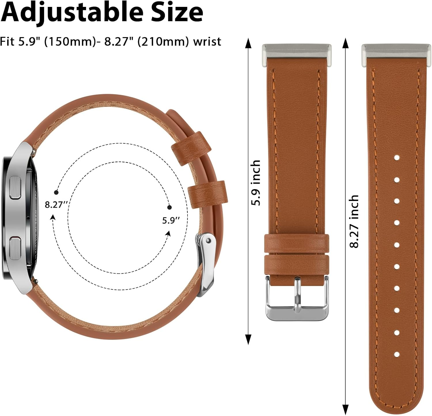 Leather Bands for Garmin Vivoactive 5 / Vivoactive 3 Watch Band, Garmin Venu 2 plus Bands/Venu Sq/Venu Band Women Men, 20.5Mm Soft Leather Bands Replacement Straps for Garmin Vivoactive 5/Forerunner 645 / 245 Music Smart Watch