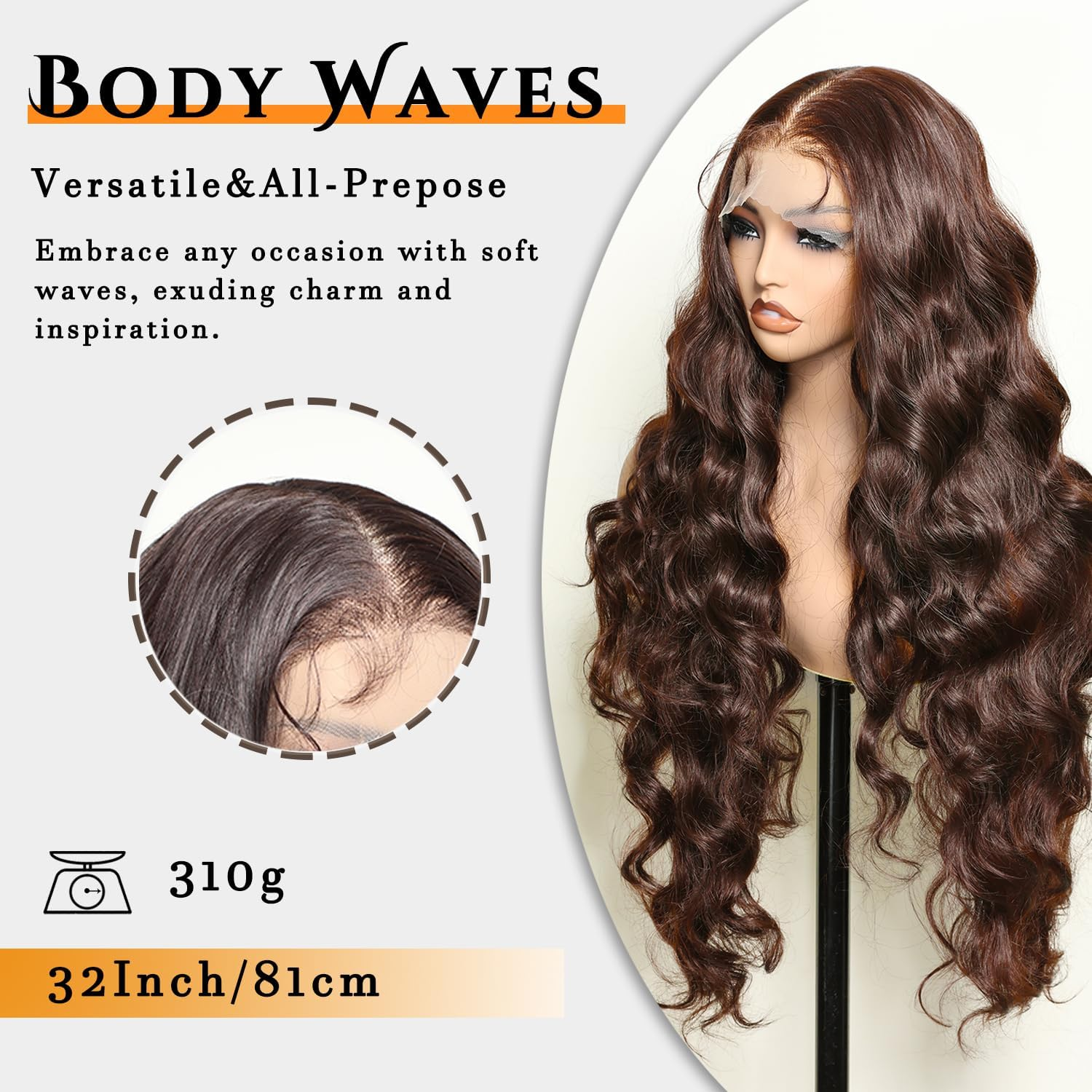 SOKU Ombre Brown Pre Plucked Wig with Baby Hair Wavy Lace Front Heat Resistant Wigs for Women for Daily Wear/Cosplay/Performance image number 2