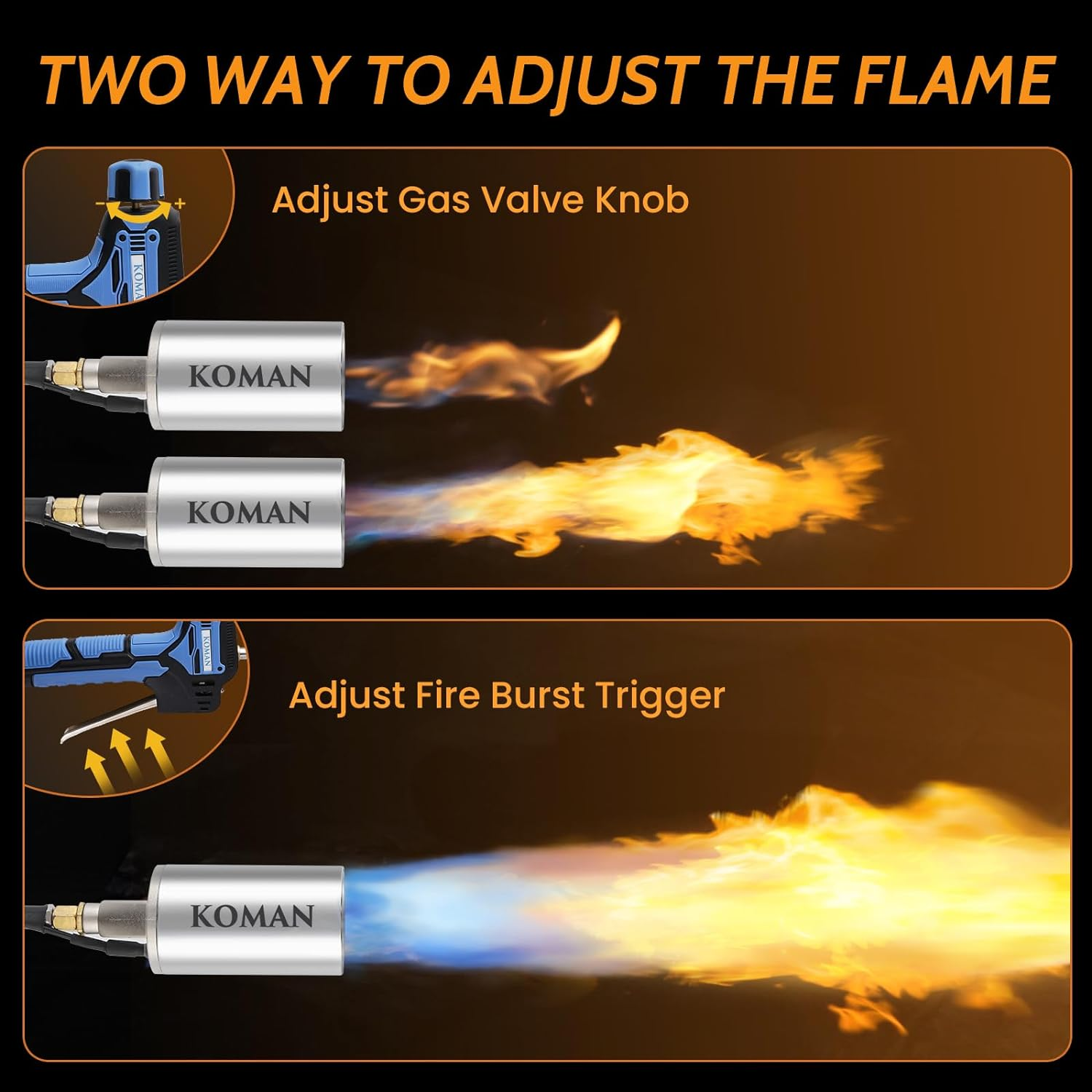 KOMAN Propane Torch Weed Burner,Weed Burner Torch Flamethrower with 9.8 FT Hose,Blow Torch 500,000 BTU, Self Igniting Flame Weeder for Weeding,Roof Asphalt,Ice Snow,Road Marking