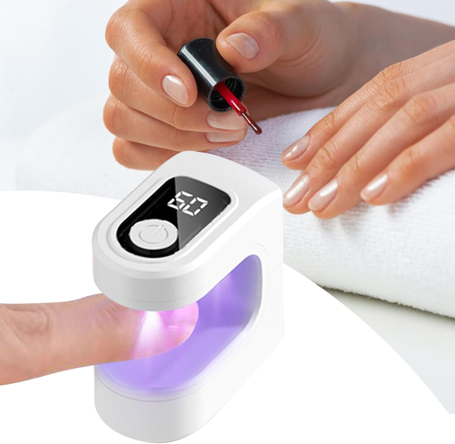 Mini UV Light for Gel Nails, USB Charging Fingernail Drying Tool, Nail Curing Light with 2 Timing Modes for Manicure Pedicure Studio Salon Road Trip Camping Airplane - Purple image number 2