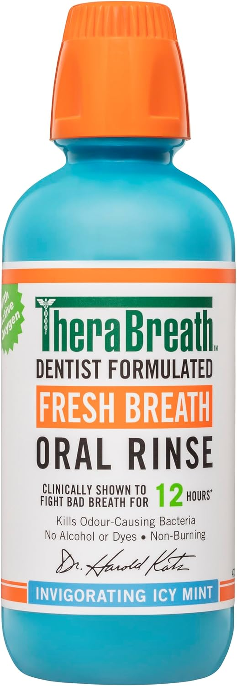 Therabreath Oral Rinse Mouthwash - Fights Bad Breath - Dentist Formulated - Alcohol-Free - Oral Hygiene Products - Dental Care - Icy Mint Flavour - 473Ml image number 1