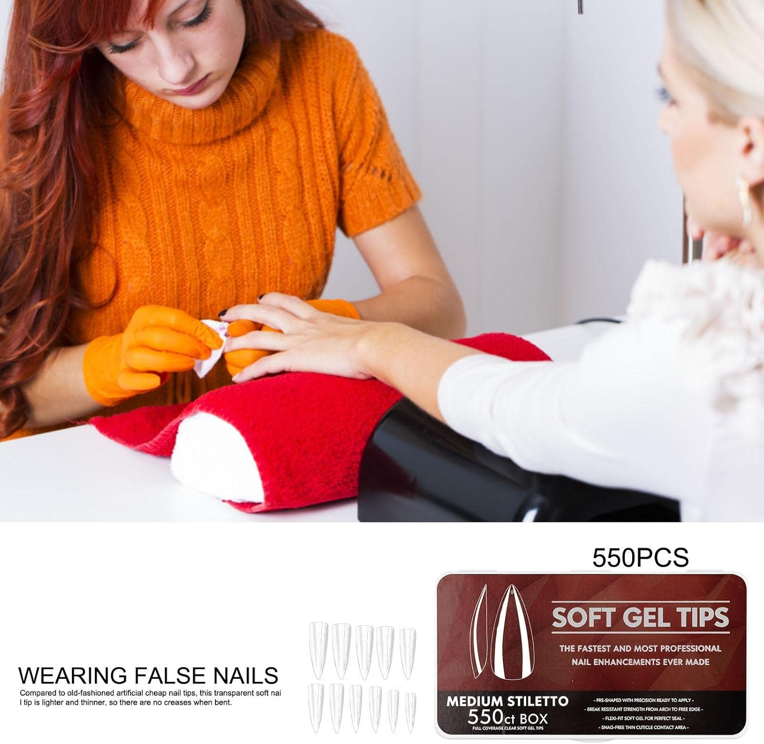 Medium Coffin Fake Nails, Short Coffin Press Nails Pre-Shape Short Coffin Gel Nail Tips | False Coffin Nails Clear Acrylic Gelly Tips for Mother Day Press Nail - 4 image number 6