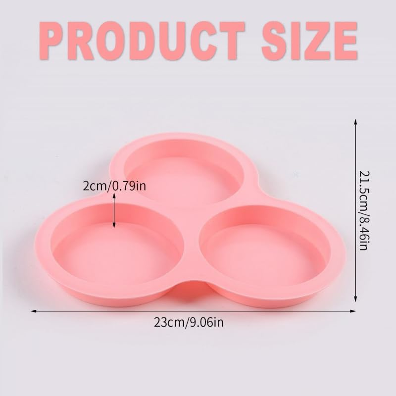 Wzenclave 2Pcs Silicone Air Fryer Egg Mold Reusable Bpafree Silicone Baking Cups Nonstick 3Chamber Heat Resistant Silicone Muffin Pan for Air Fryer and Microwave Fit to Hamburger Bun Pie Cake Egg