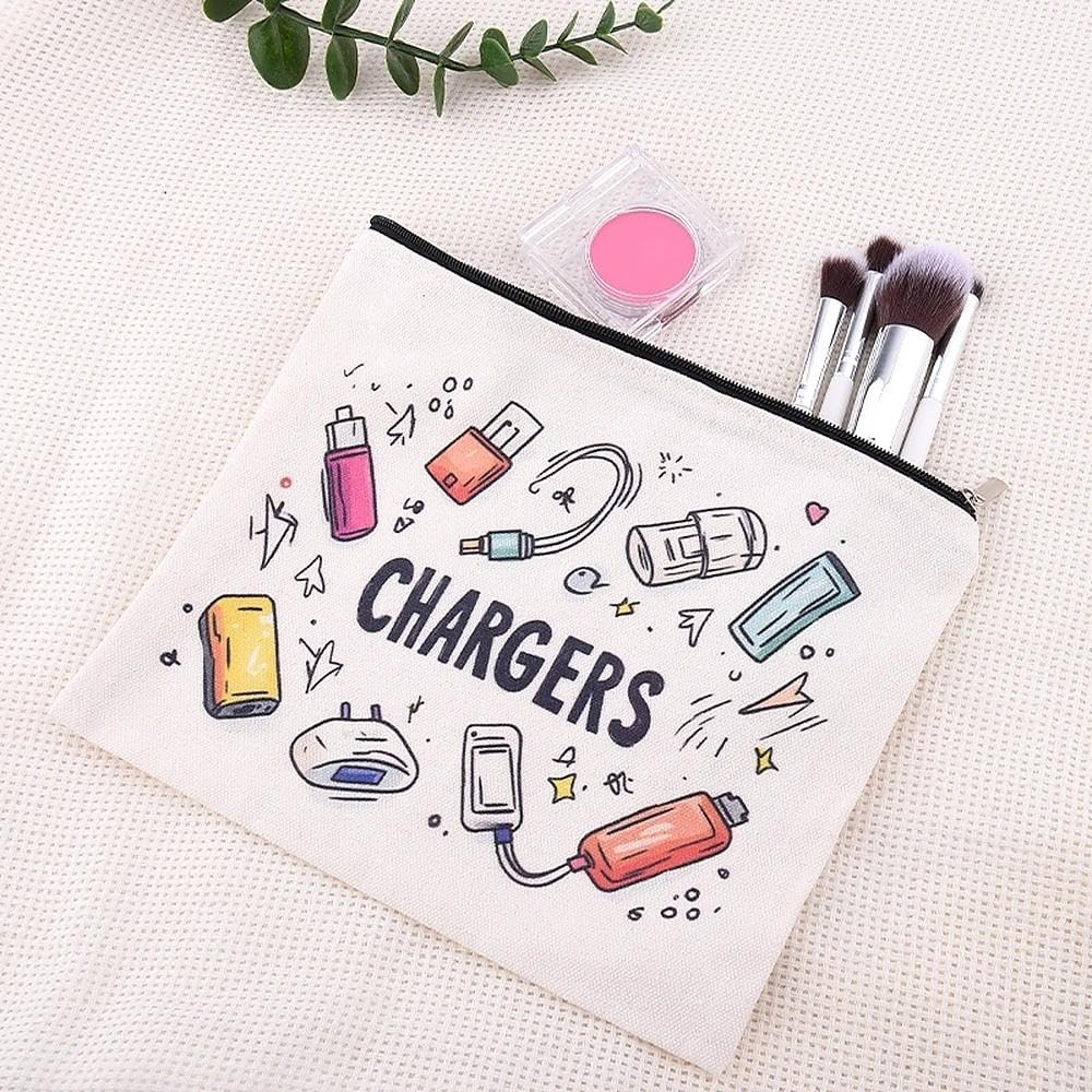 Chargers Organizer Bag for Women Men Portable Charger Cable Storage Bag with Zipper Travel Makeup Cosmetic Pouch Bags Toiletry Kit for Friends Daughter Son Birthday Christmas image number 5