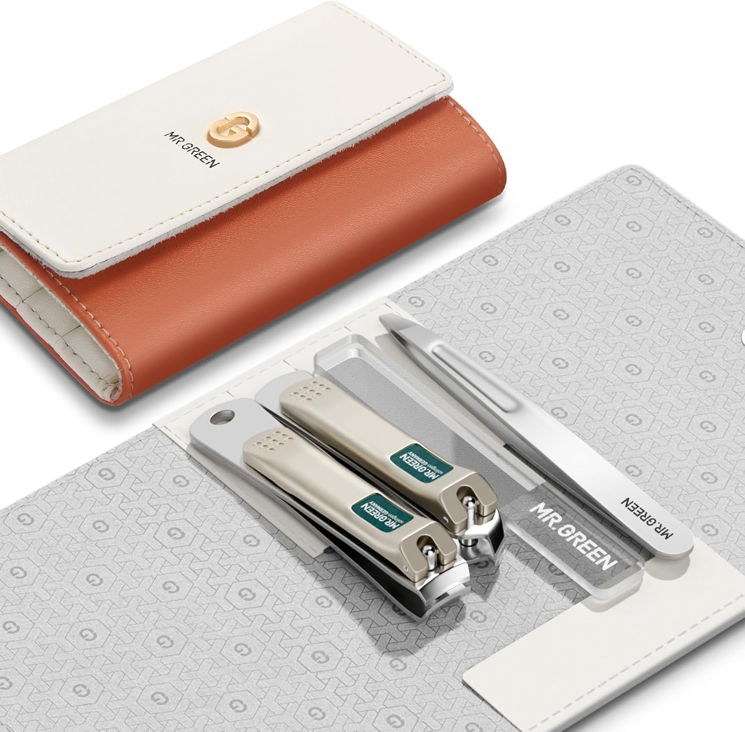 MR.GREEN Colorful Manicure Set Practical Pedicure Kits Nail Clippers Personal Care Tools Facial Hair Scissors with Fashion Case (Mr-6685 Brown)