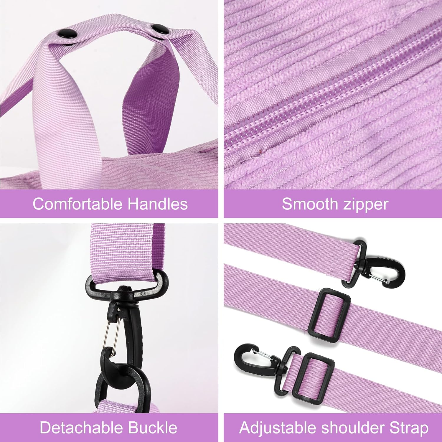 Dance Ballet Bag for Girls Sport Gym Duffle Bags Overnight Travel Bags Fun Dance Corduroy Chenille Letter Bag for Dancers, Purple, Dance Bag image number 6