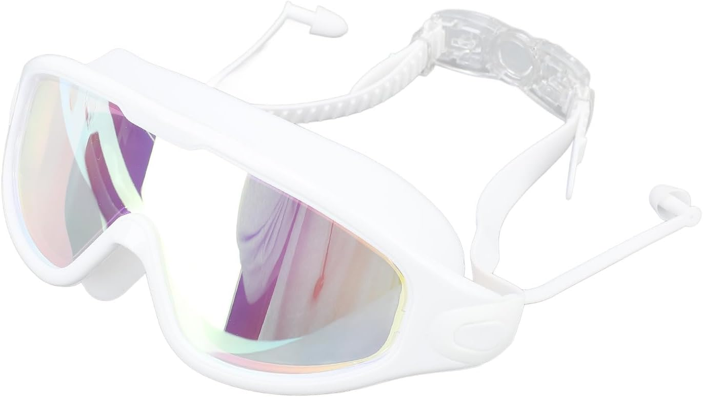 Swimming Goggles, Diving Glasses Dancing Glasses Waterproof PC and Silicone Lightweight Water Sports (White) image number 2