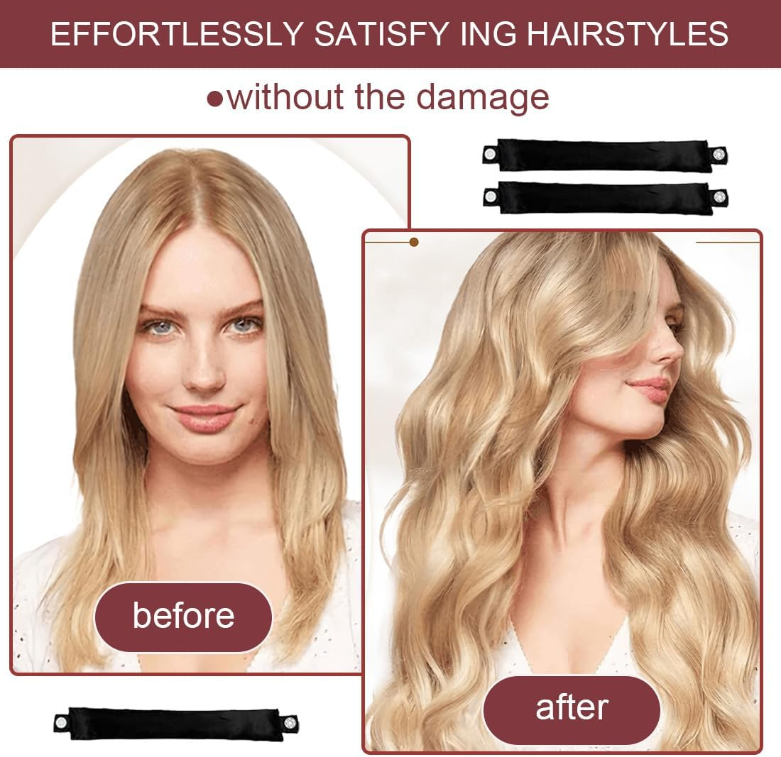 ZEPIQOR Curls without Heat, 3-Piece Heatless Curls Set Curlers, Non-Slip Heatless Curls, Heatless Curls Silk Hair Curler for Short, Medium, Long Hair Girls, DIY Overnight Curls (Black) image number 2