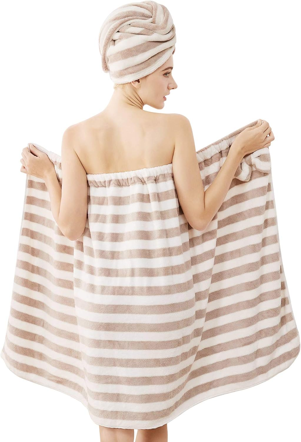 Towel Wrap for Women,Women Body Wrap Spa Wraps Bathrobe Comfortable Bath Body Wrap Adjustable + Drying Hair Towel image number 1