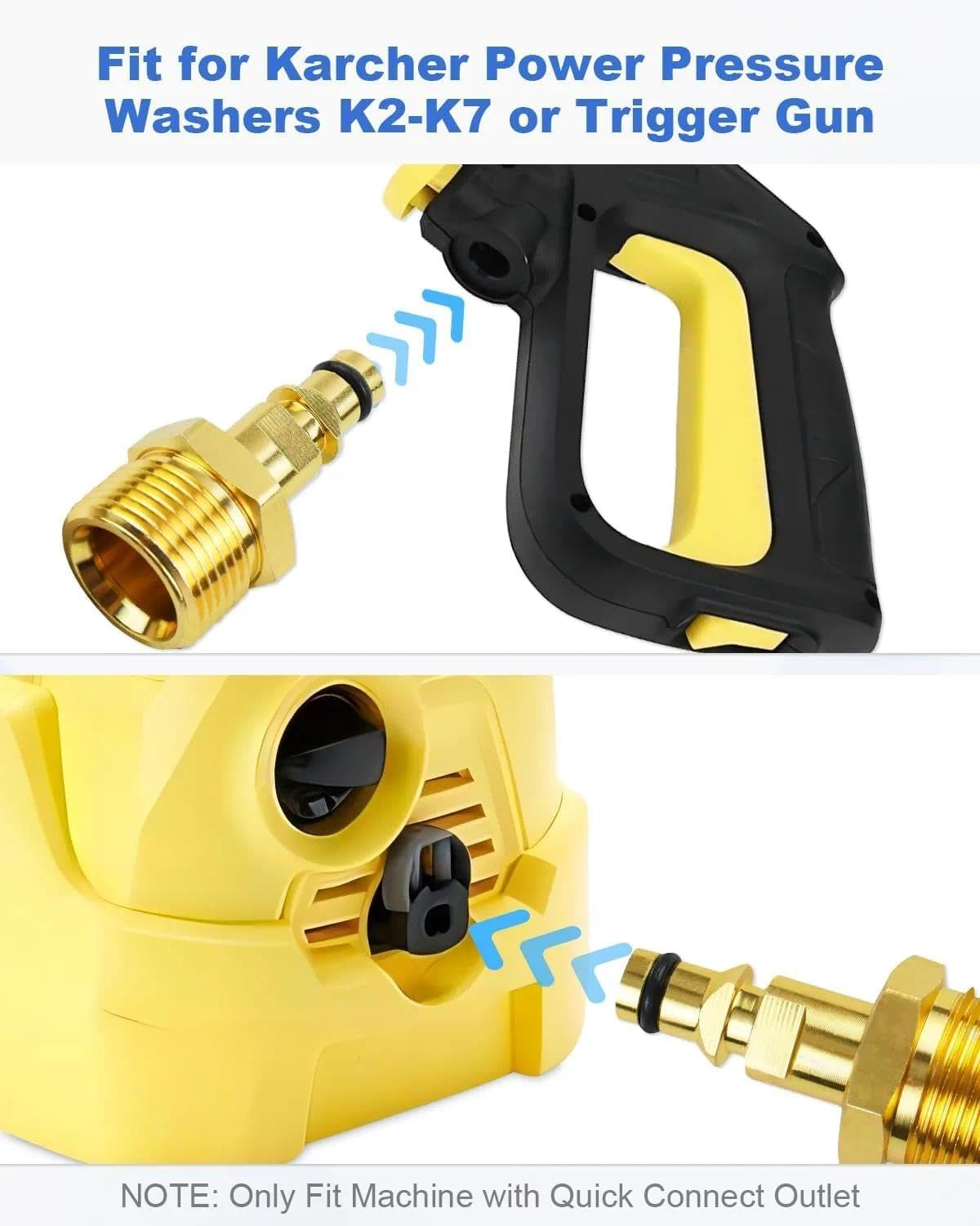 Pressure Washer Quick Connect Fittings Adapter Male M22 14Mm, Fit for Karcher Power Pressure Washers K2 K3 K4 K5 Trigger Gun image number 2