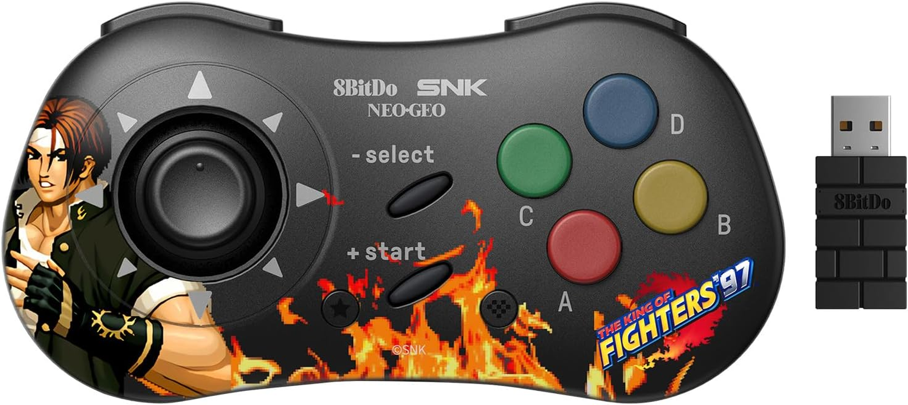 8Bitdo NEOGEO Wireless Controller for Windows, Android, and NEOGEO Mini with Classic Click-Style Joystick - Officially Licensed by SNK (Kyo Kusanagi Edition) image number 2