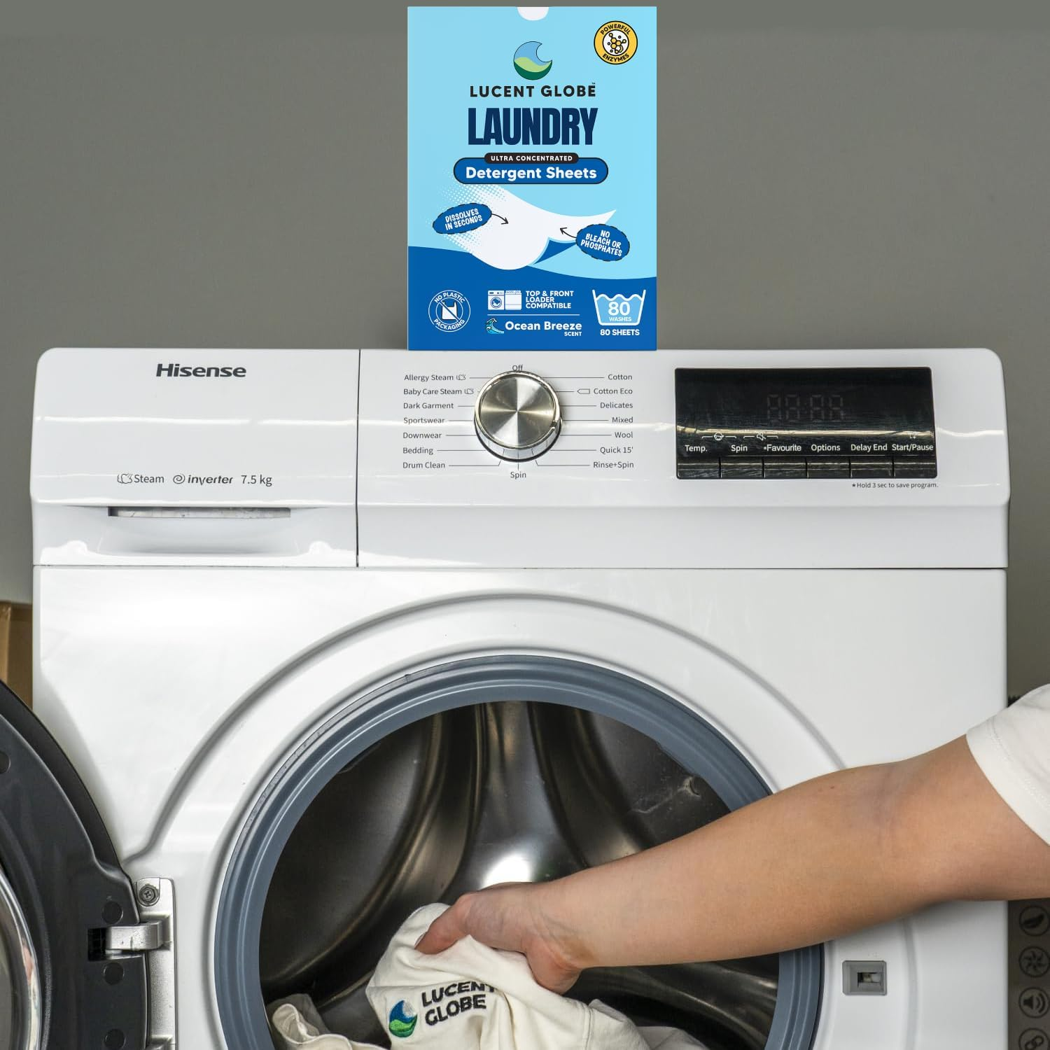 Lucent Globe Sensitive Laundry Detergent Sheets, Plant-Based, Biodegradable, Plastic Free Packaging. (1 Pack of 80 Washes, Ocean Breeze) (4 Pack of 320 Washes, Ocean Breeze) image number 4