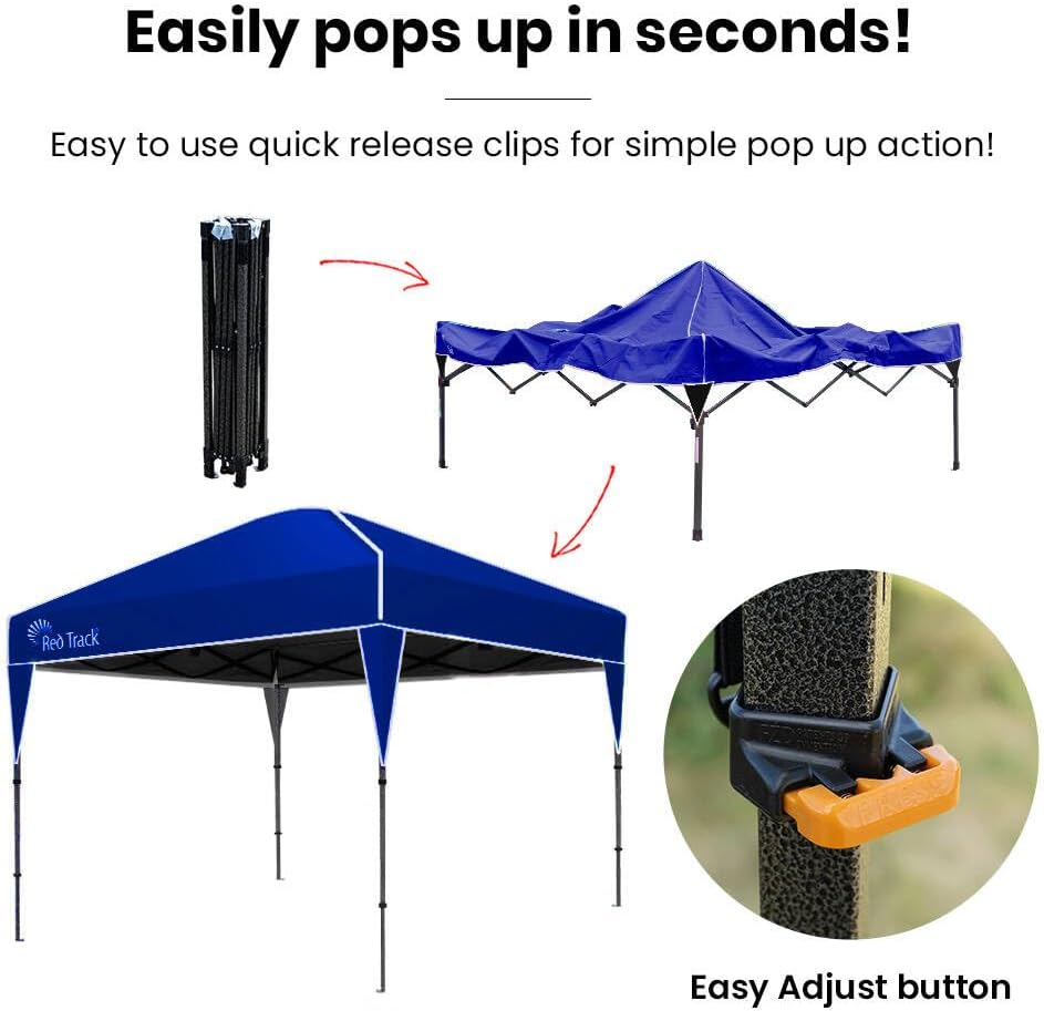 Red Track 3.6X2.2M Ultra Compact Folding Gazebo, Carry Bag, Portable Outdoor Popup Marquee for Camping Beach, Navy Blue image number 4