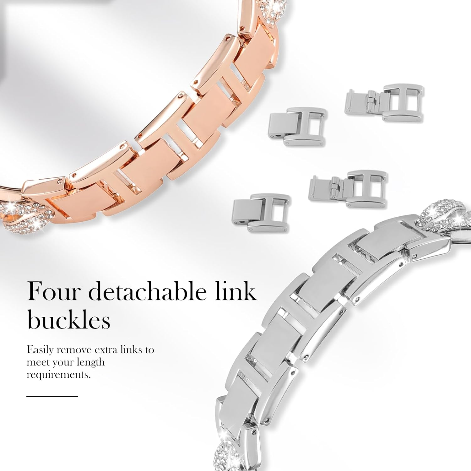 Wopail Metal Bracelet for Samsung Galaxy Watch 8 40 Mm 44 Mm, Stainless Steel Replacement Strap Women'S Bracelet with Diamonds Rhinestones for Samsung Galaxy Watch 8 Classic 46 Mm image number 2