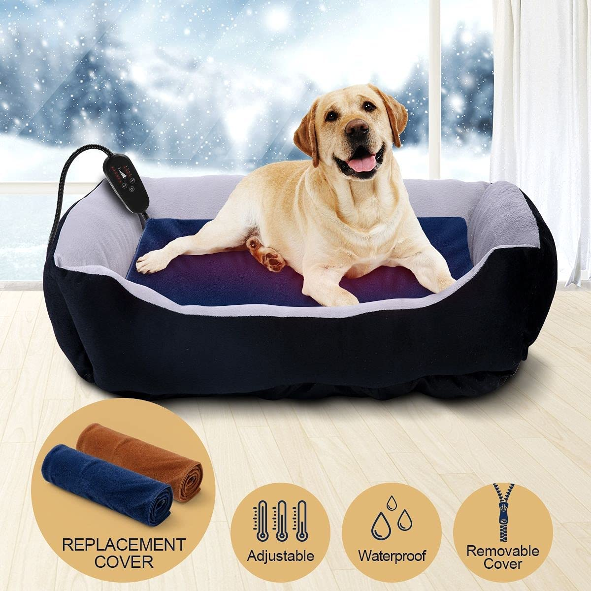 Pet Scene Pet Heating Mat for Dogs Cats, Extra Large Size 90X60Cm,Dog Heated Pad Cat Dog Bed W/Waterproof PVC Cover & Thermal Protection,Dog Heated Mat image number 5
