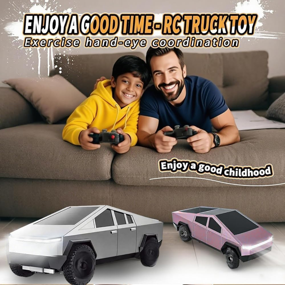 Remote Control Rar, Remote Control Pickup Truck, 1/24 Scale Racing Car Model, Rechargeable Battery & Light and Loadspace, RC Truck for Adults and Boys (Silver) image number 2