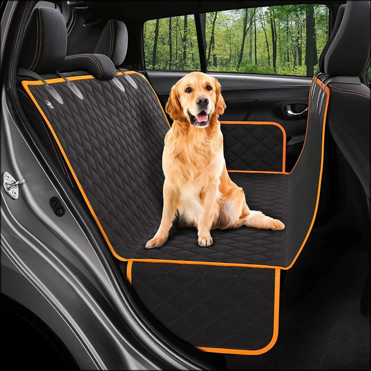 INDCAN Import Dog Car Seat Cover for Back Seat Waterproof & Scratchproof Pet Hammock Nonslip, Universal Fit for Cars, Suvs & Trucks Easy to Install & Clean image number 3