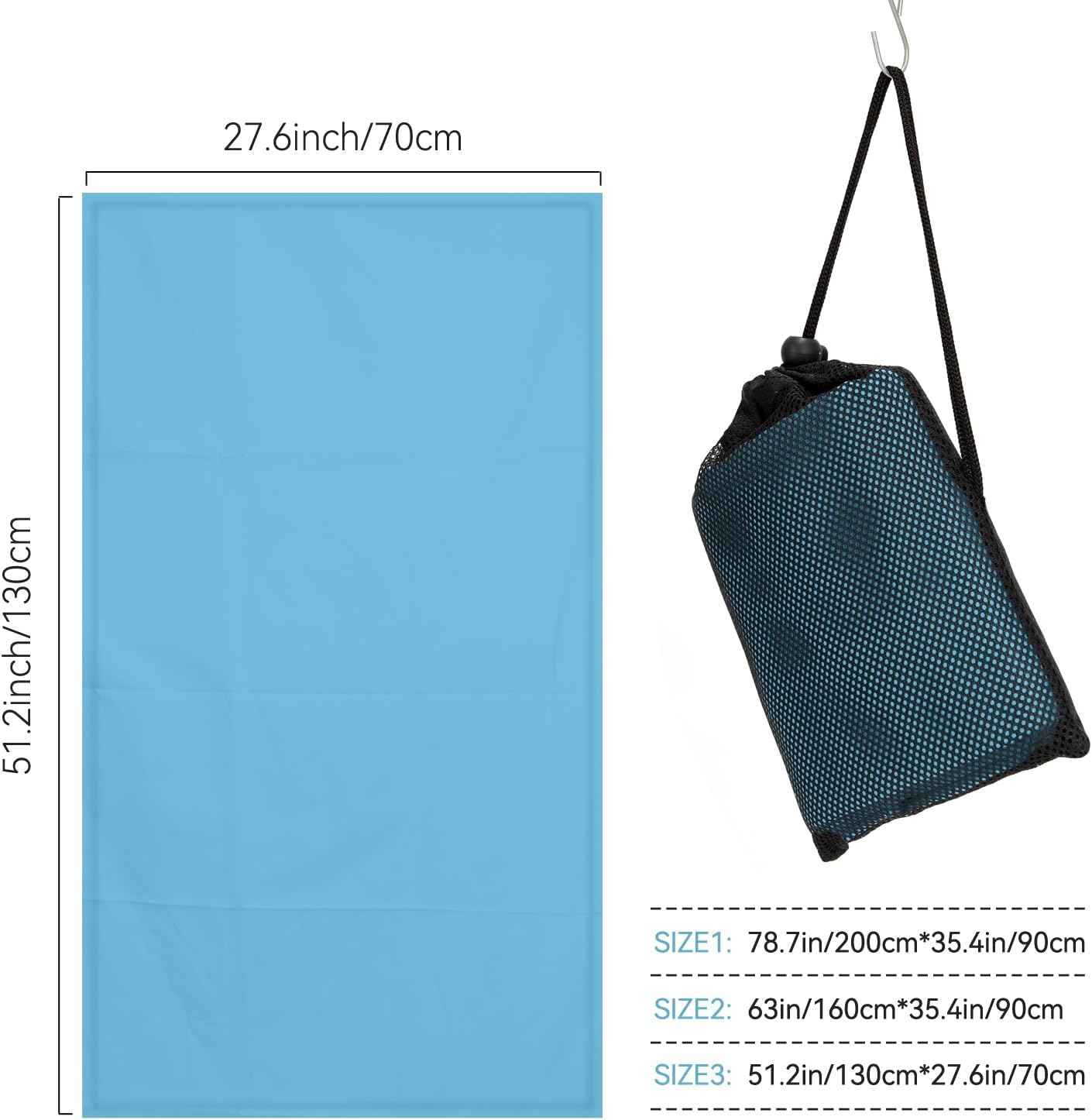 Microfiber Beach Towel-Perfect for Travel, Sports, Camping, Swimming, Yoga, Gym- Quick Dry, Sand Free, Compact, Lightweight, Absorbent (Blue, Large (160X90Cm, 63X35&rdquo;)) image number 5