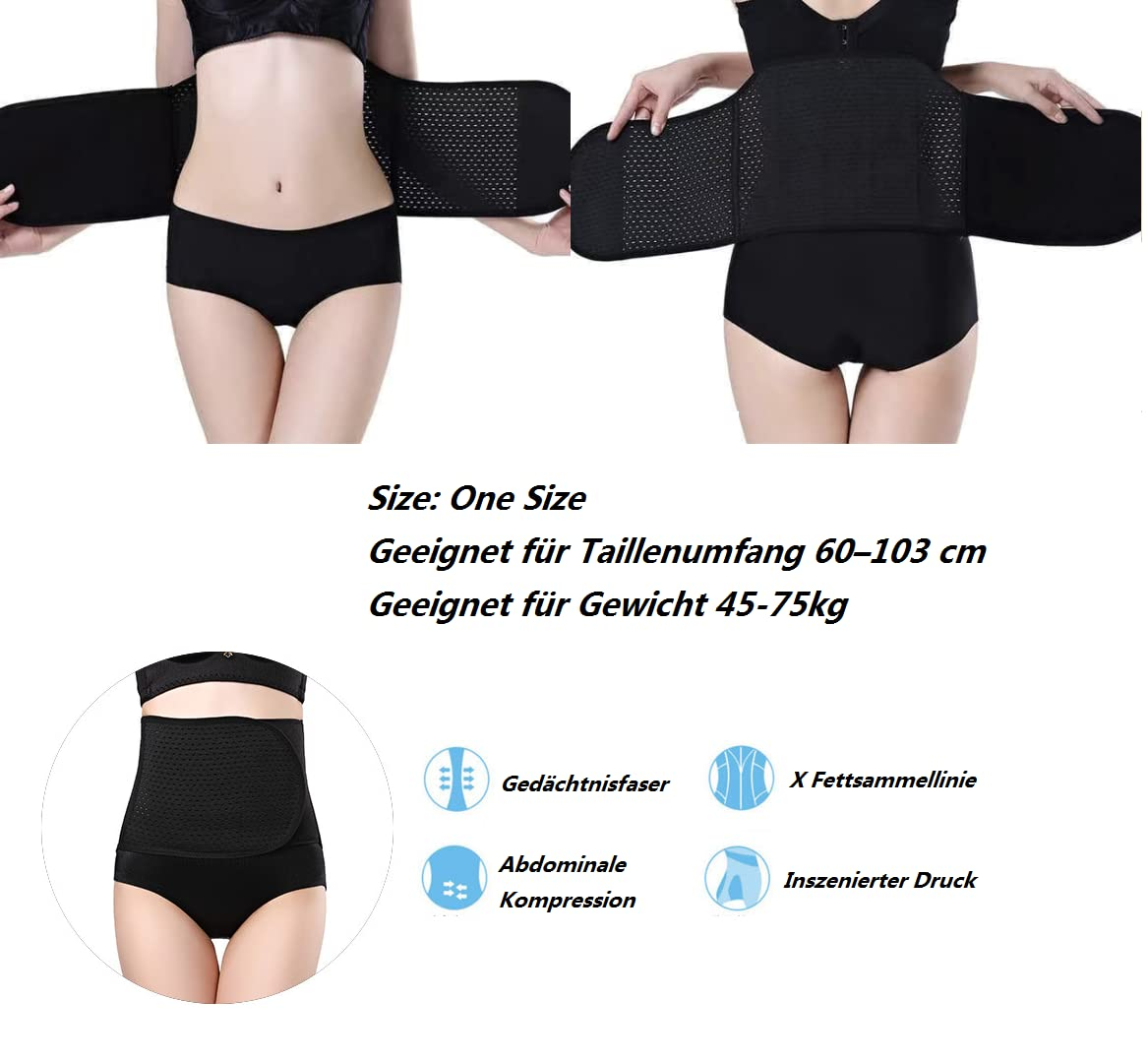 Abdominal Belt after Birth, Postpartum Belt for Women, Cesarean Section Belly Strap, Corset Abdominal Control Women'S Belly Band after Surgery (Black, One Size) image number 6