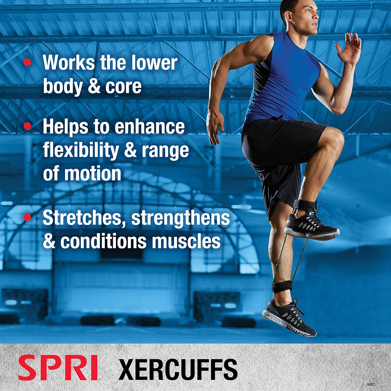 SPRI Xercuff Leg Resistance Band Exercise Cord with Non-Slip Padded Ankle Cuffs (All Bands Sold Separately) Portable for the Gym or at Home Workout Equipment image number 3