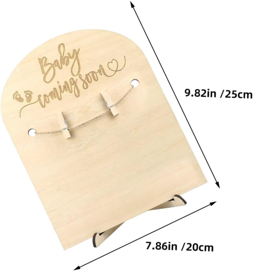 JEWEDECO 2Sets Wooden Memorial Cards Newborn Commemorative Plaque Stand and Clips for Announcement Card Congrats Nursery Wall Decor Boy Gifts Girl Milestone Shower Gifts image number 2