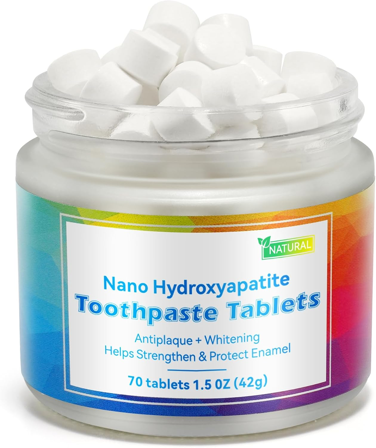 Toothpaste Tablets, Nano Hydroxyapatite, Coconut Oil, Mint Flavor, 70 Count, Tooth Cleaning Agent, Tablet Form, Travel Size, Strengthens Enamel, Fights Plaque, Freshens Breath